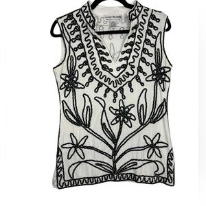 VTG Lauren Michelle Art to Wear Abstract Floral Sleeveless Blouse Size Small